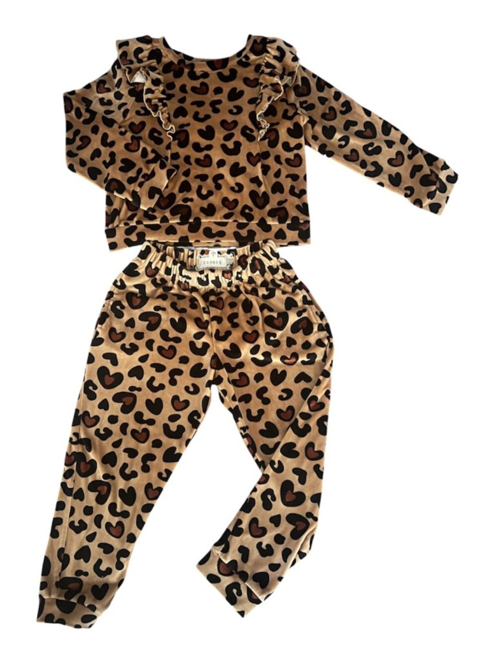 Btween Girls Leopard Heart Velour Jogger Set Size 5 New Without tag